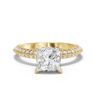 Image for Princess Hidden Halo Ring with Knife Edge Pave band