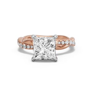 Image for Princess Hidden Halo Ring with Rope Pave band