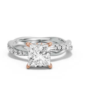 Image for Princess Hidden Halo Ring with Rope Pave band