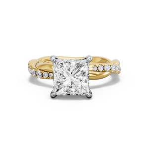 Image for Princess Hidden Halo Ring with Rope Pave band