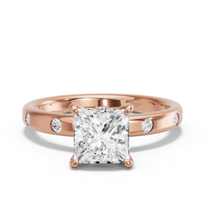 Image for Princess Hidden Halo Ring with Sleek Accent band