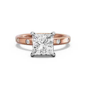 Image for Princess Hidden Halo Ring with Sleek Accent band