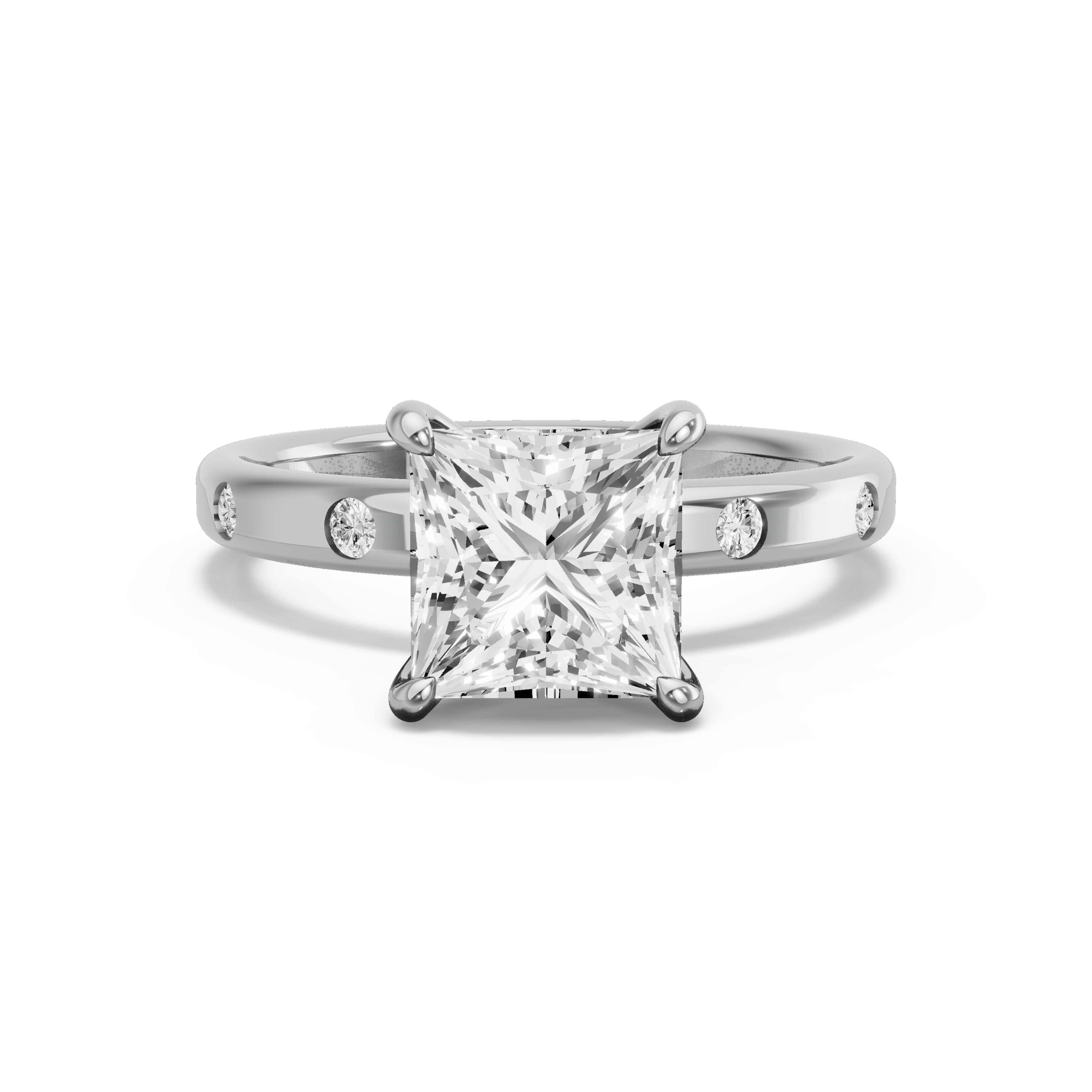 Image for Princess Hidden Halo Ring with Sleek Accent band in 14K Two Tone Rose Gold