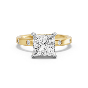 Image for Princess Hidden Halo Ring with Sleek Accent band