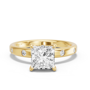 Image for Princess Hidden Halo Ring with Sleek Accent band