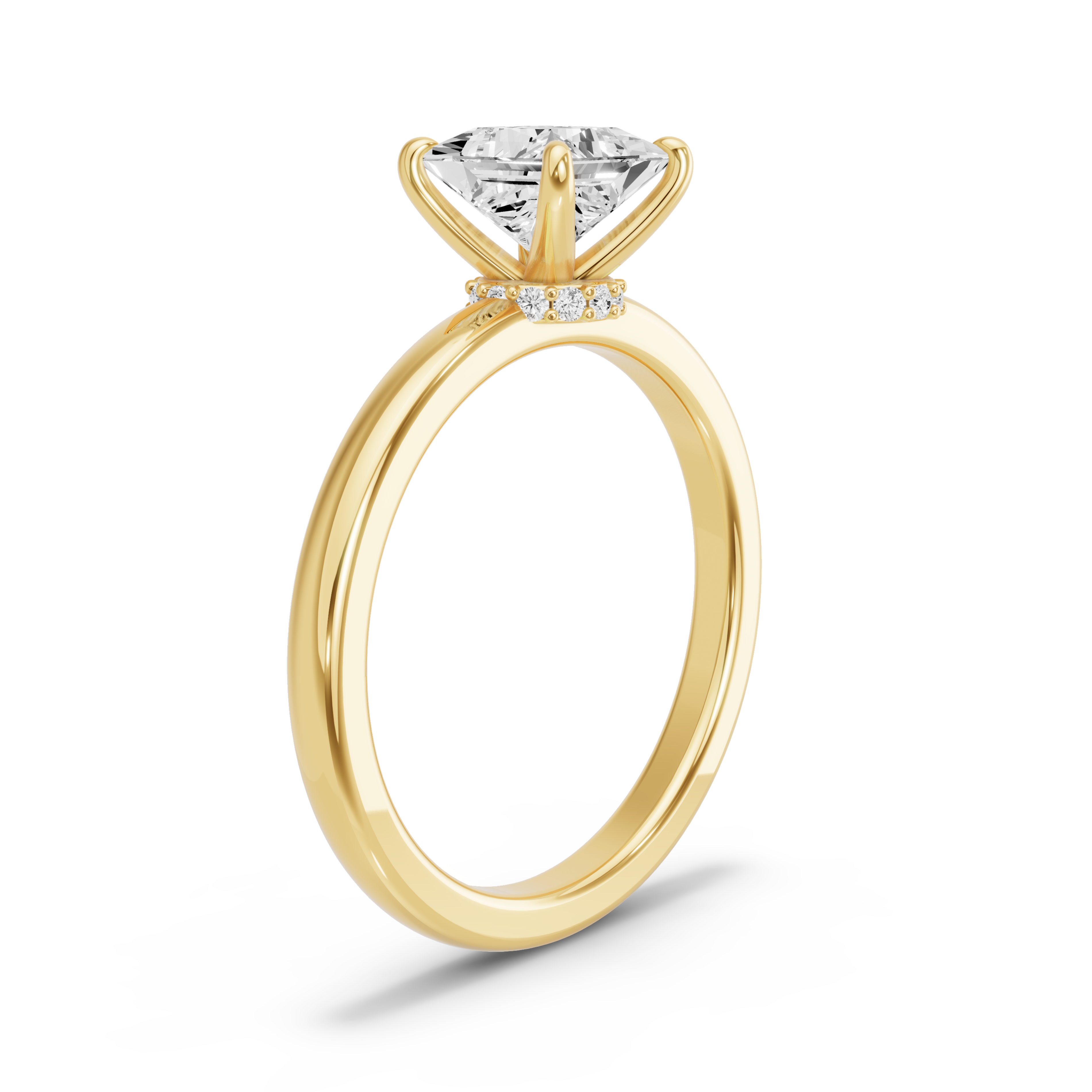 Image for Princess Hidden Halo Ring with Solitaire band in 14K White Gold