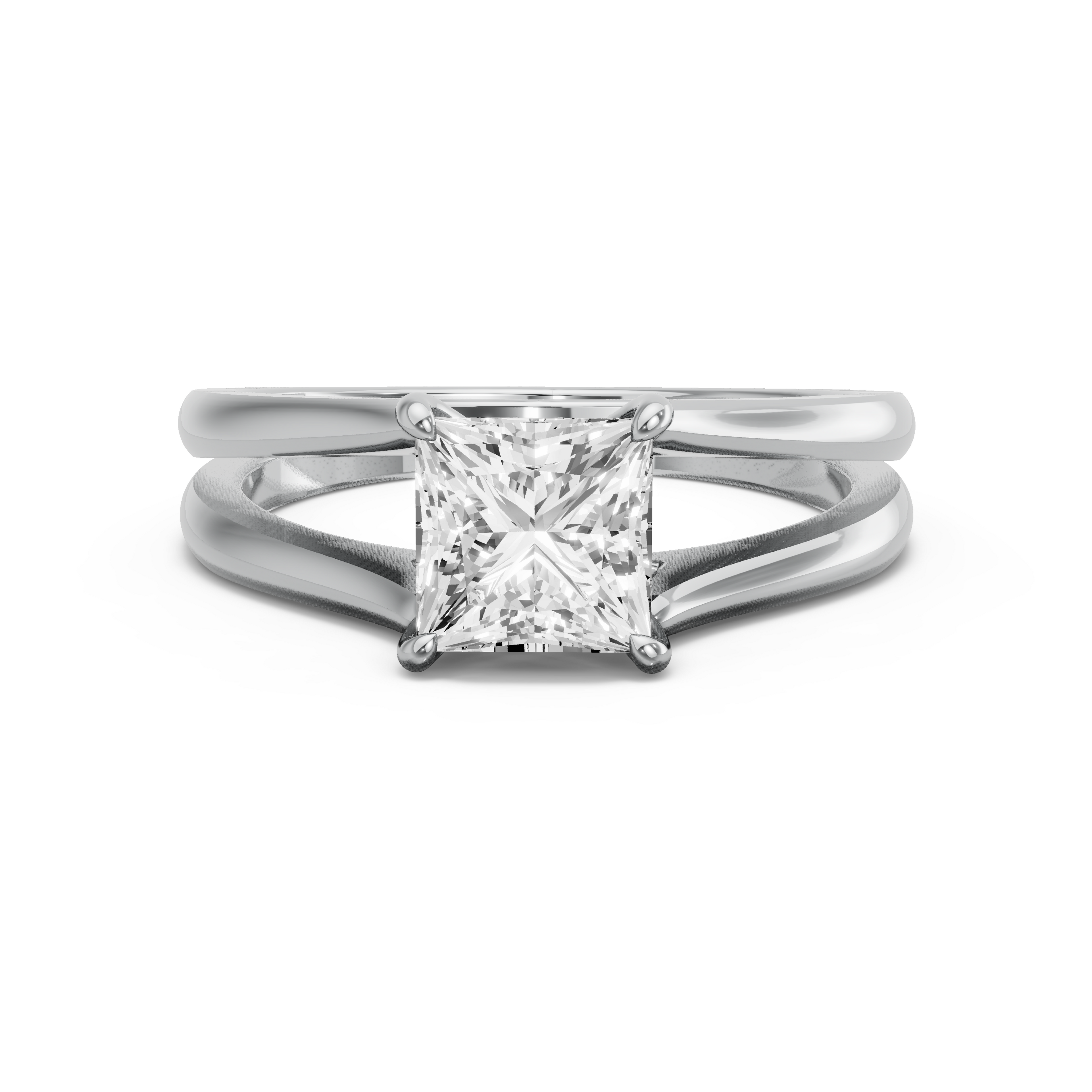 Image for Princess Hidden Halo Ring with Solitaire band in 950 Platinum