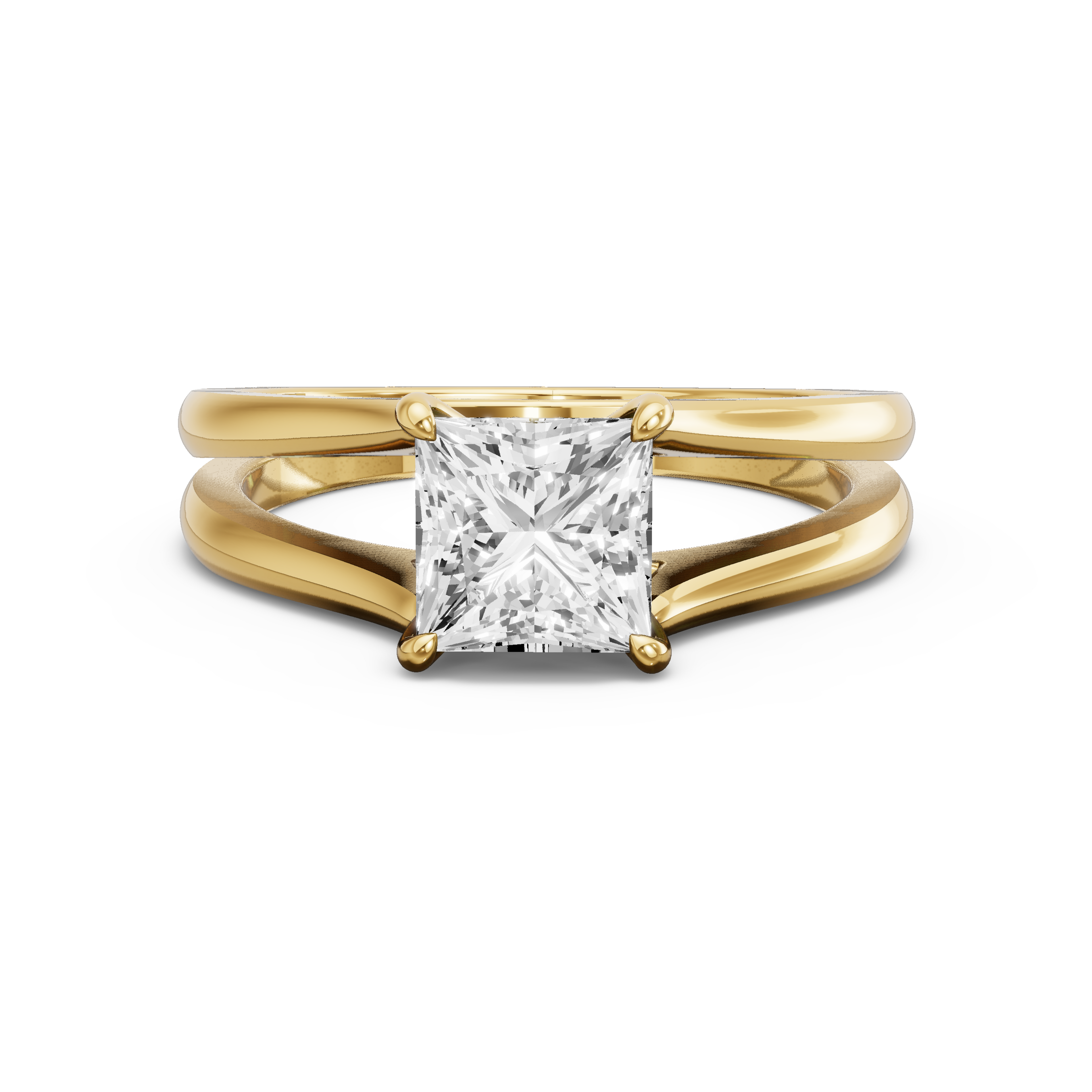 Image for Princess Hidden Halo Ring with Split Ring Solitaire band in 18K White Gold