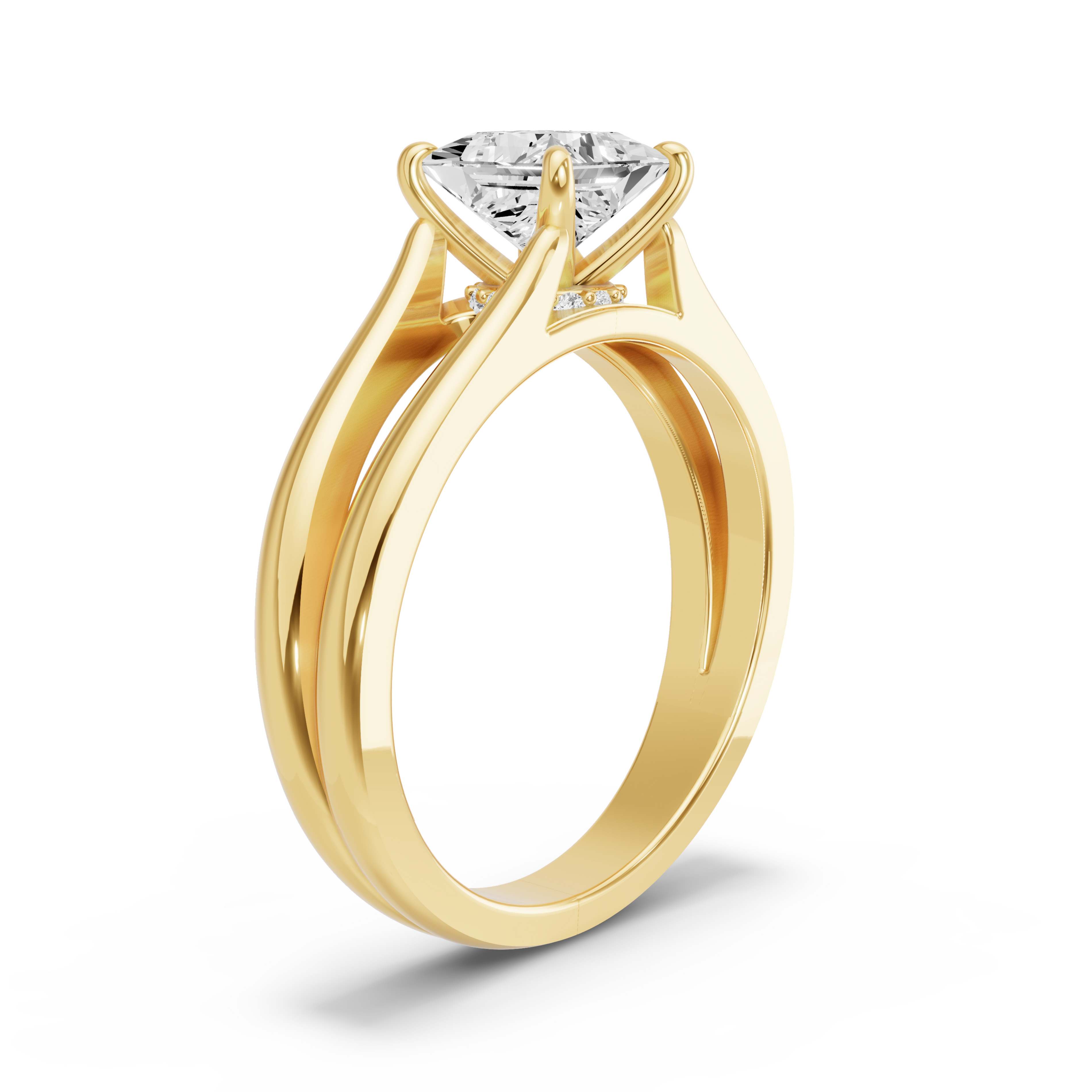 Image for Princess Hidden Halo Ring with Split Ring Solitaire band in 10K White Gold
