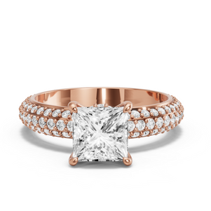 Image for Princess Hidden Halo Ring with Triple Row Pave band