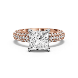 Image for Princess Hidden Halo Ring with Triple Row Pave band