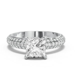 Image for Princess Hidden Halo Ring with Triple Row Pave band