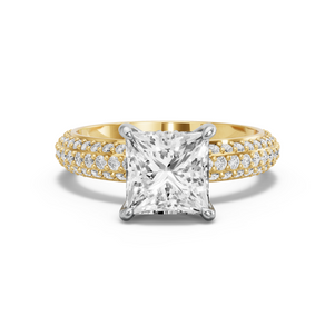 Image for Princess Hidden Halo Ring with Triple Row Pave band