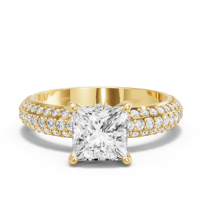 Image for Princess Hidden Halo Ring with Triple Row Pave band