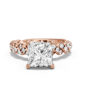Image for Princess Hidden Halo Ring with Twist Pave band