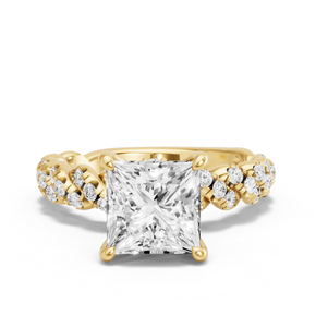Image for Princess Hidden Halo Ring with Twist Pave band