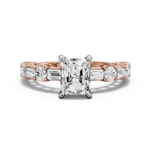 Image for Radiant Hidden Halo Ring with Alternating Baguette band
