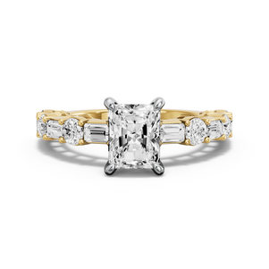Image for Radiant Hidden Halo Ring with Alternating Baguette band