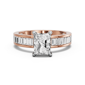 Image for Radiant Hidden Halo Ring with Baguette Channel band