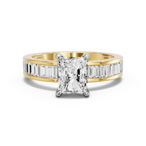 Image for Radiant Hidden Halo Ring with Baguette Channel band