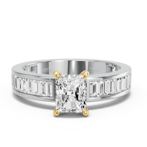 Image for Radiant Hidden Halo Ring with Baguette Channel band