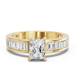 Image for Radiant Hidden Halo Ring with Baguette Channel band