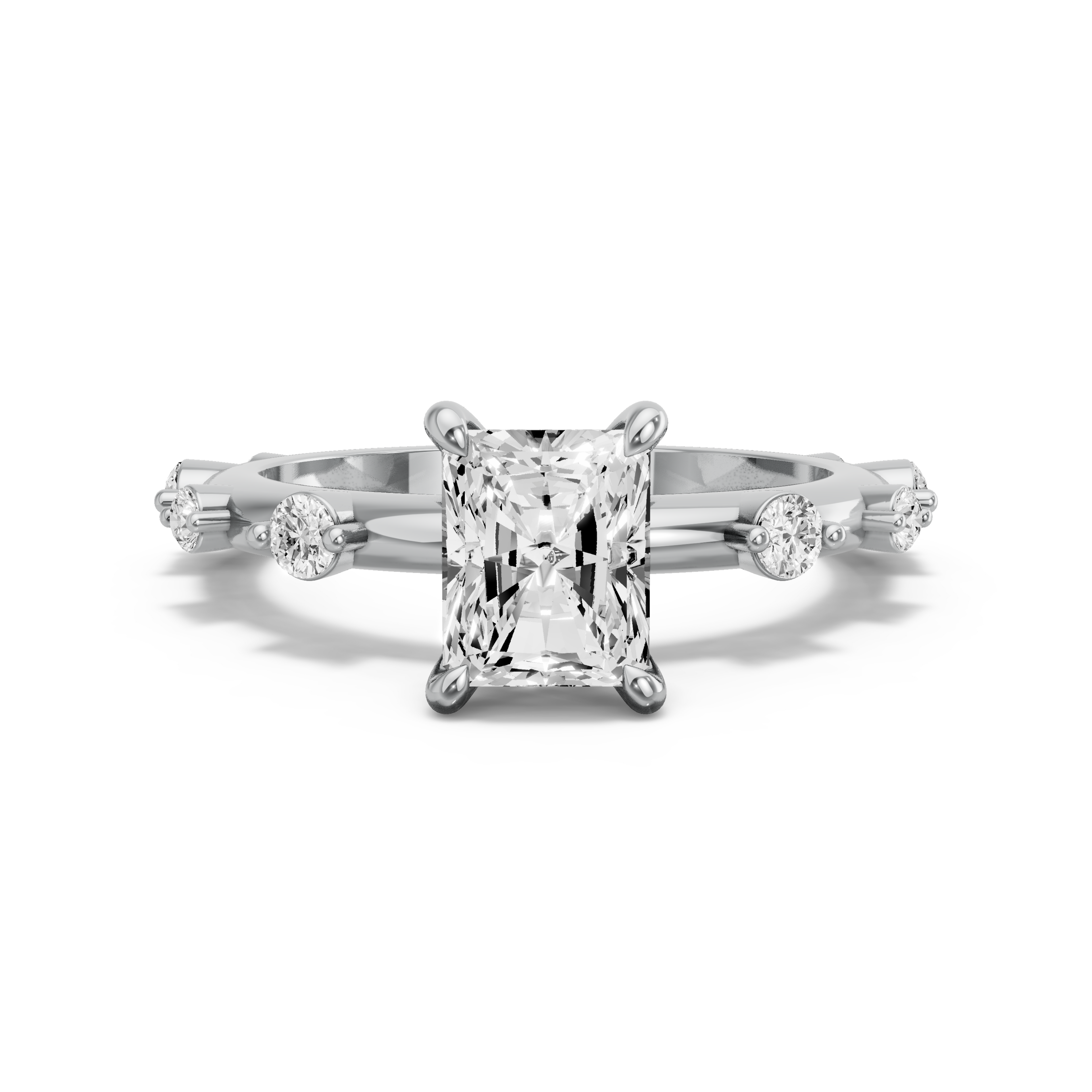 Image for Radiant Hidden Halo Ring with Floating Station band in 10K Two Tone Rose Gold