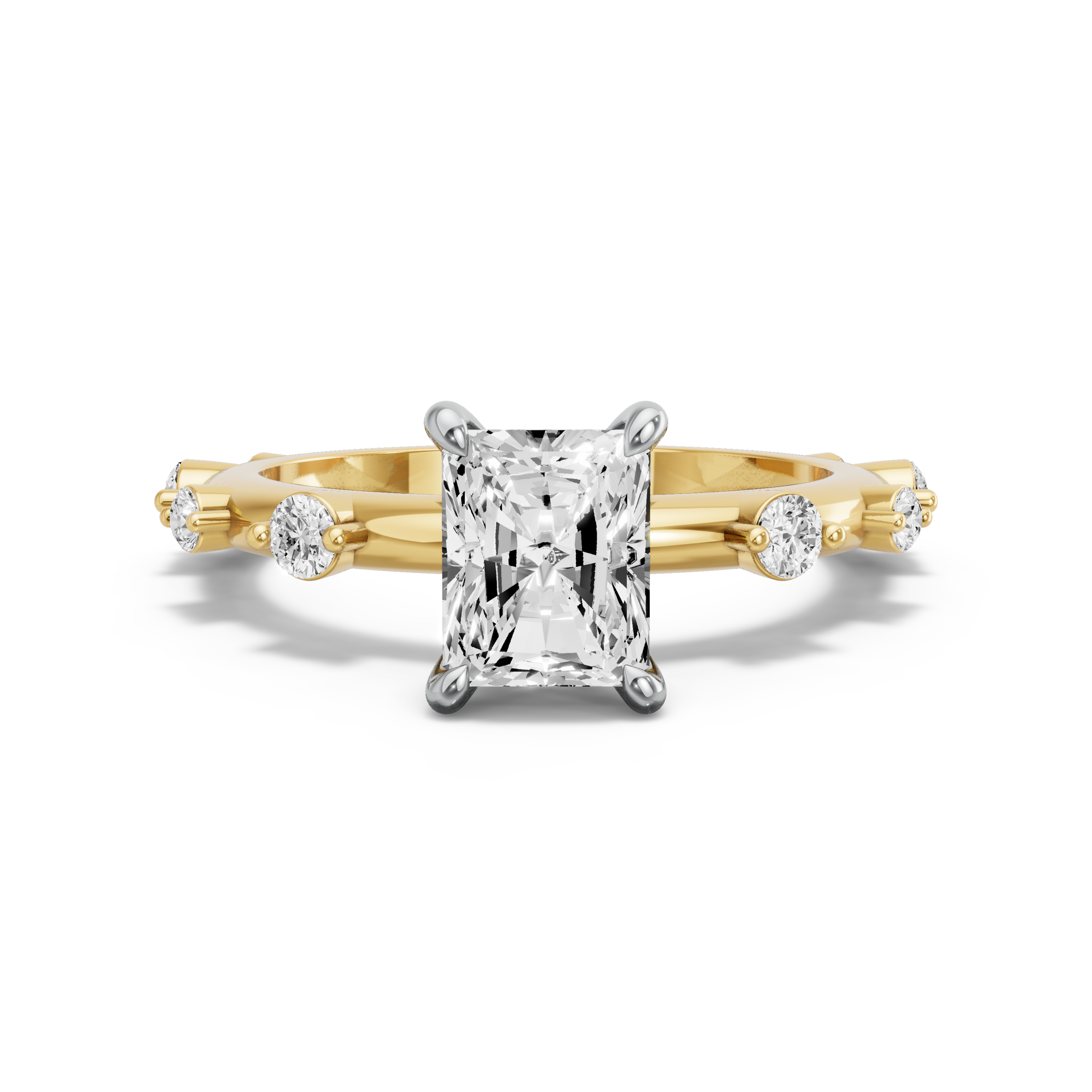 Image for Radiant Hidden Halo Ring with Floating Station band in 18K Rose Gold