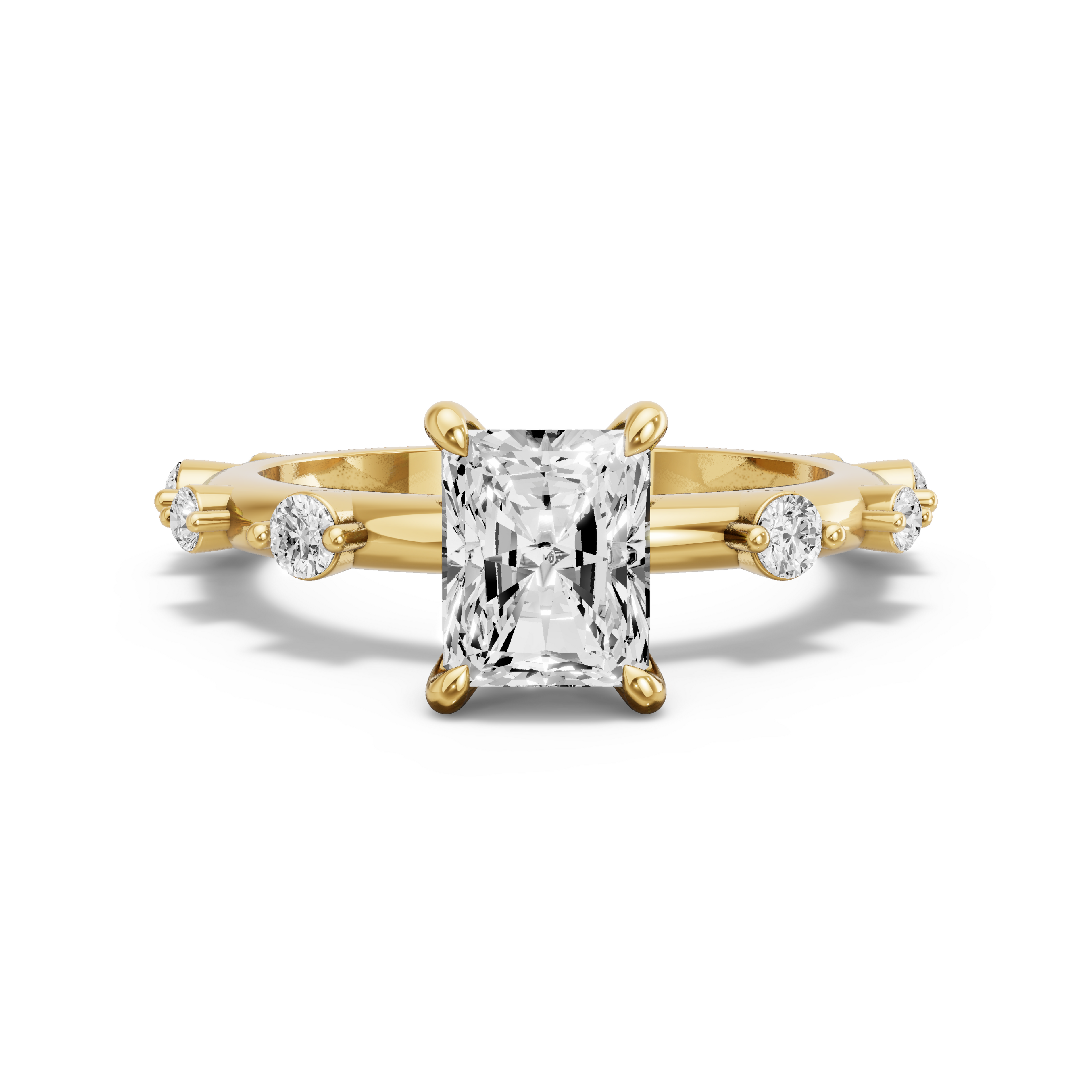 Image for Radiant Hidden Halo Ring with Floating Station band in 10K White Gold