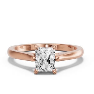 Image for Radiant Hidden Halo Ring with Knife Edge Cathedral band