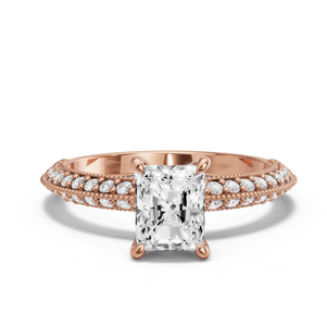Image for Radiant Hidden Halo Ring with Knife Edge Pave band
