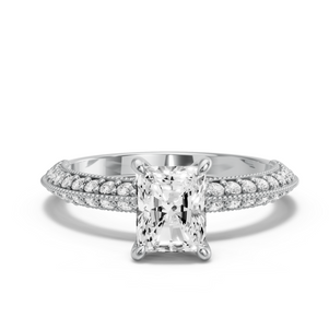 Image for Radiant Hidden Halo Ring with Knife Edge Pave band