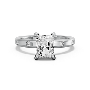 Image for Radiant Hidden Halo Ring with Sleek Accent band in 10K Two Tone Rose Gold