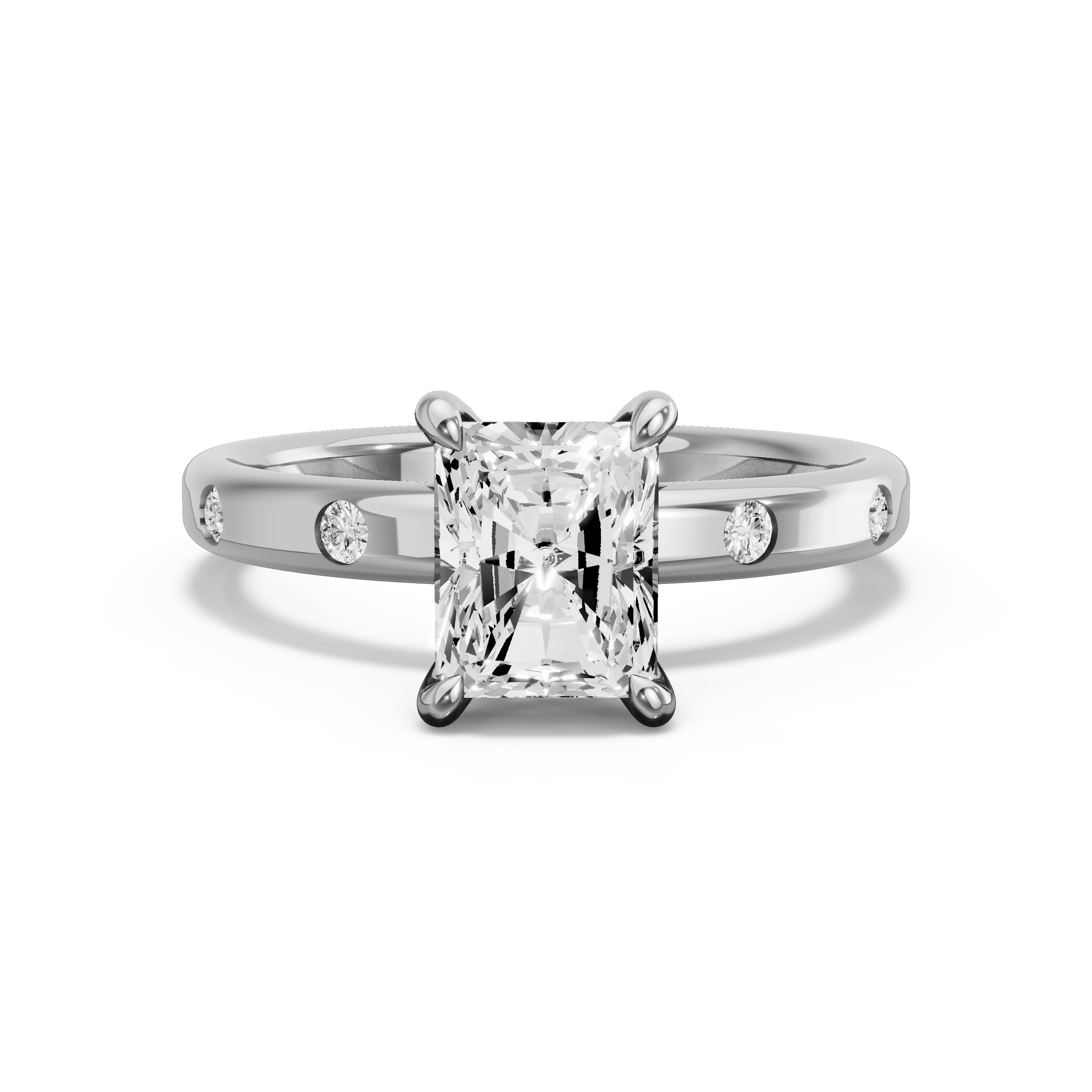 Image for Radiant Hidden Halo Ring with Sleek Accent band in 14K Two Tone Rose Gold