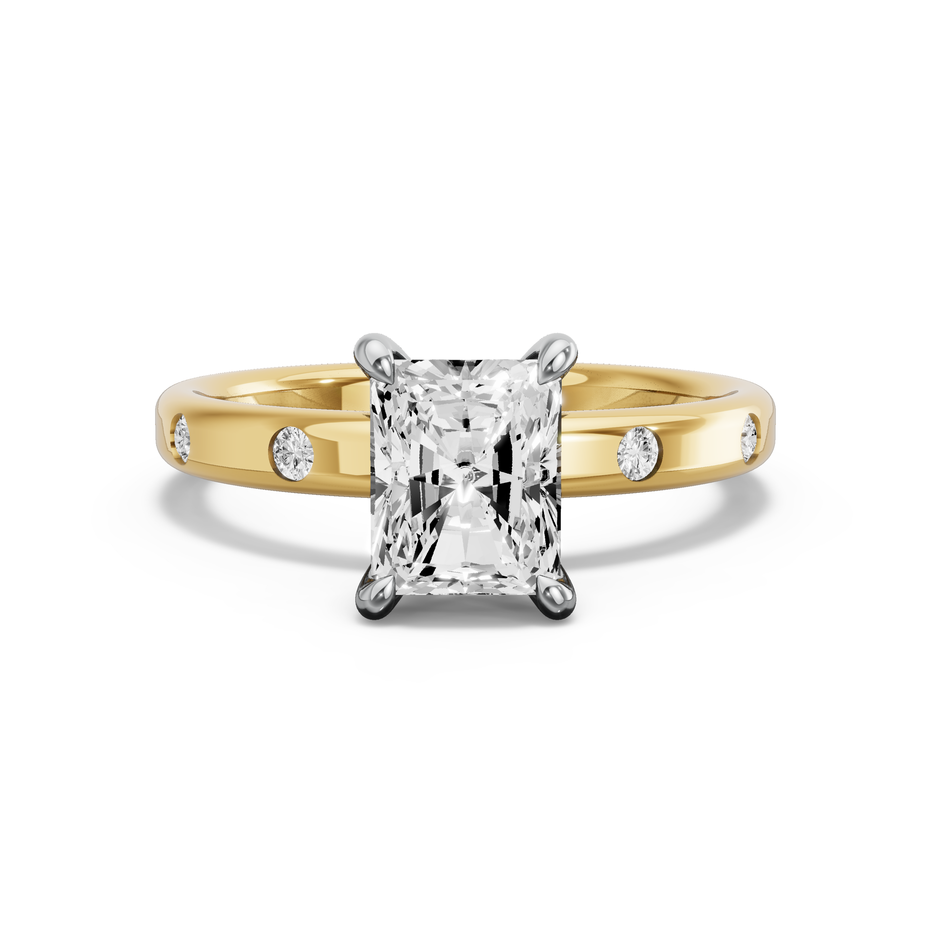 Image for Radiant Hidden Halo Ring with Sleek Accent band in 18K Rose Gold