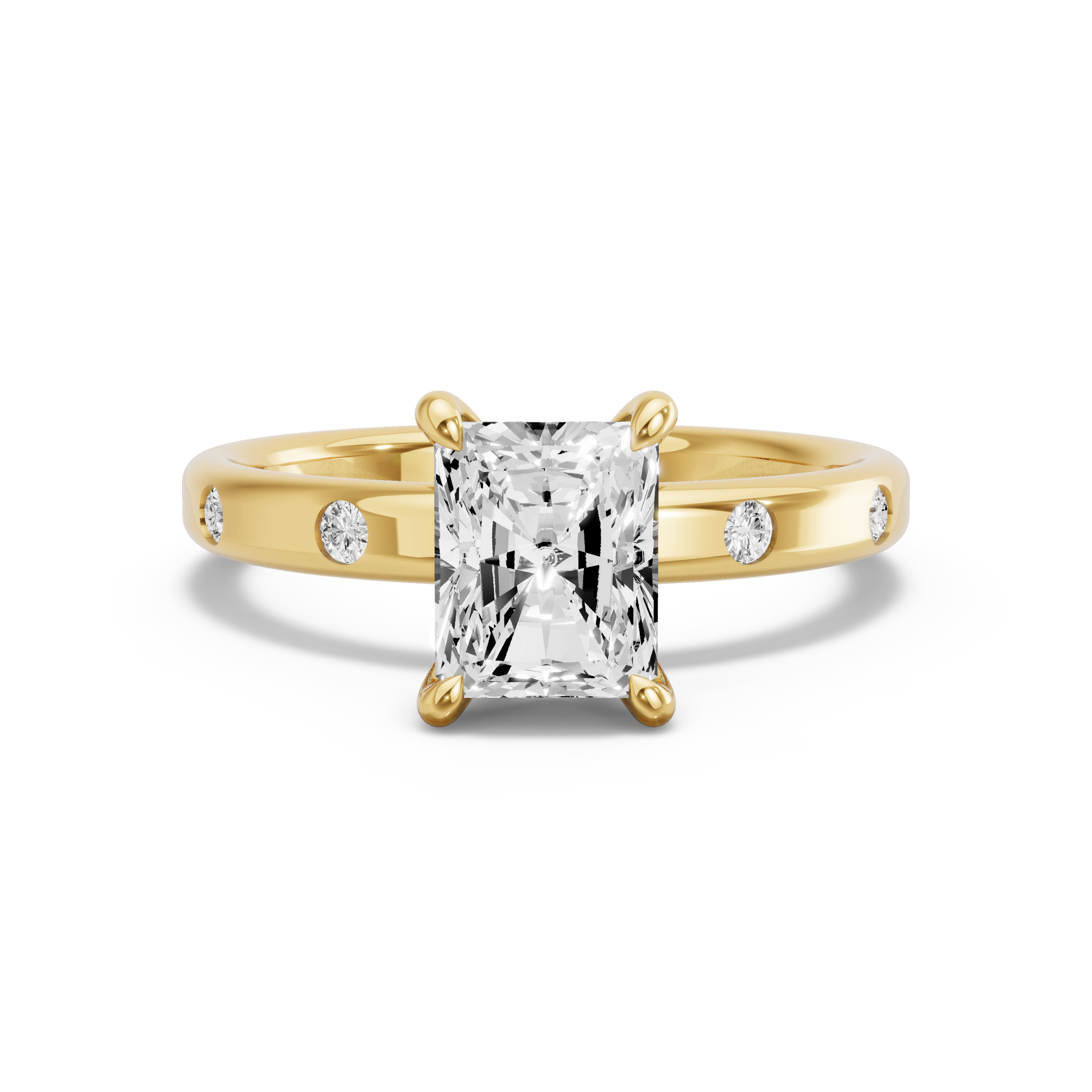 Image for Radiant Hidden Halo Ring with Sleek Accent band in 14K White Gold