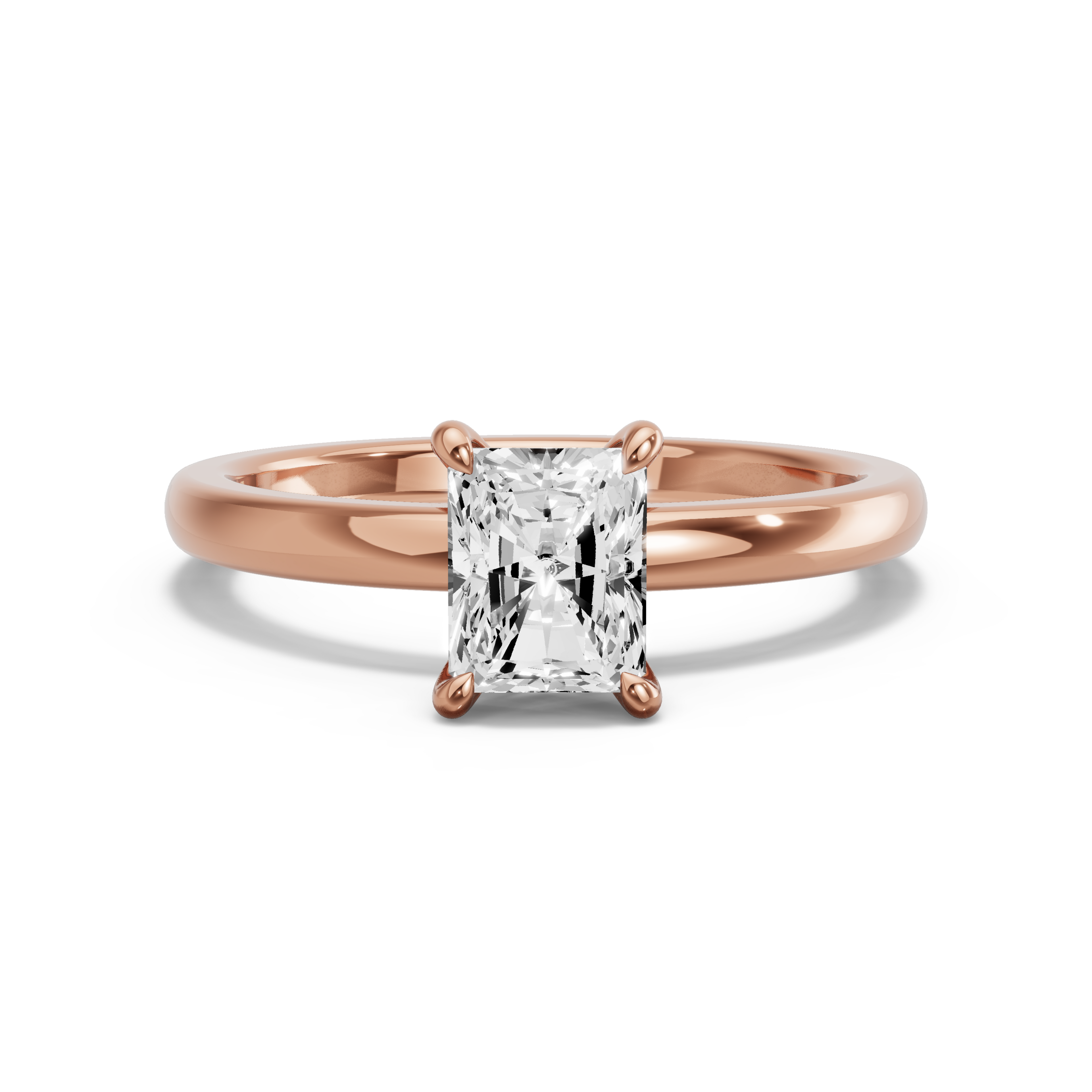 Image for Radiant Hidden Halo Ring with Solitaire band in 10K Yellow Gold