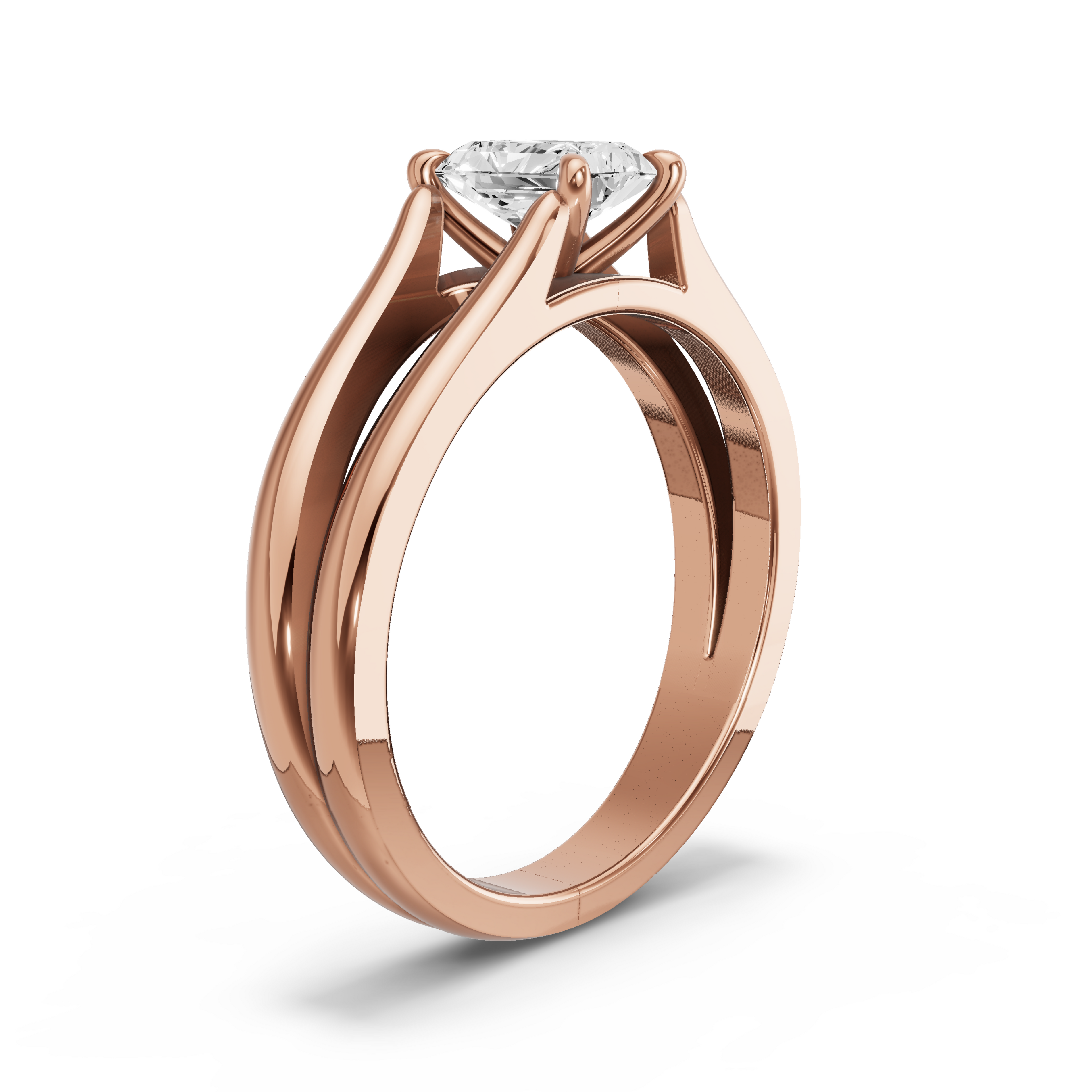Image for Radiant Hidden Halo Ring with Split Ring Solitaire band in 10K Yellow Gold