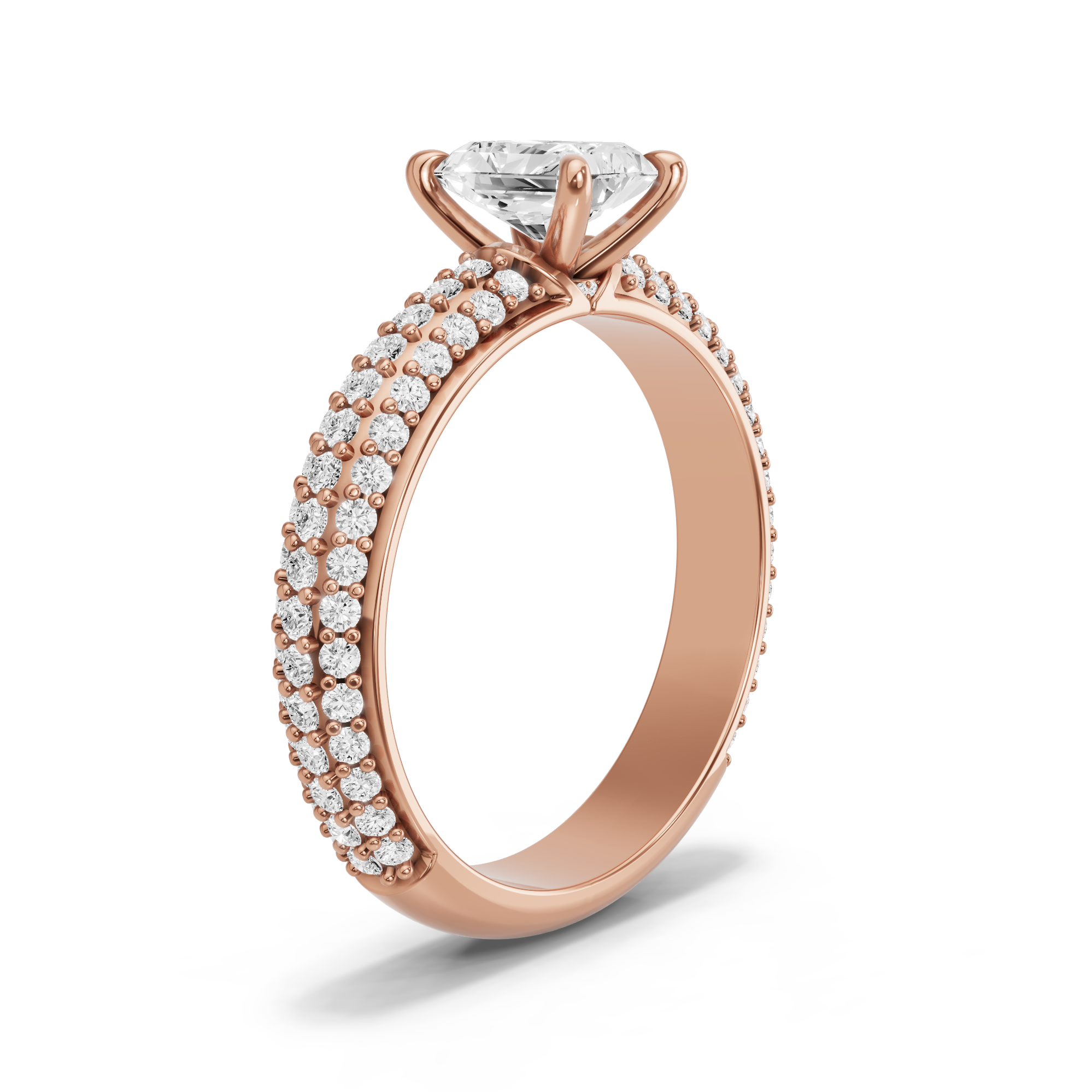 Image for Radiant Hidden Halo Ring with Triple Row Pave band