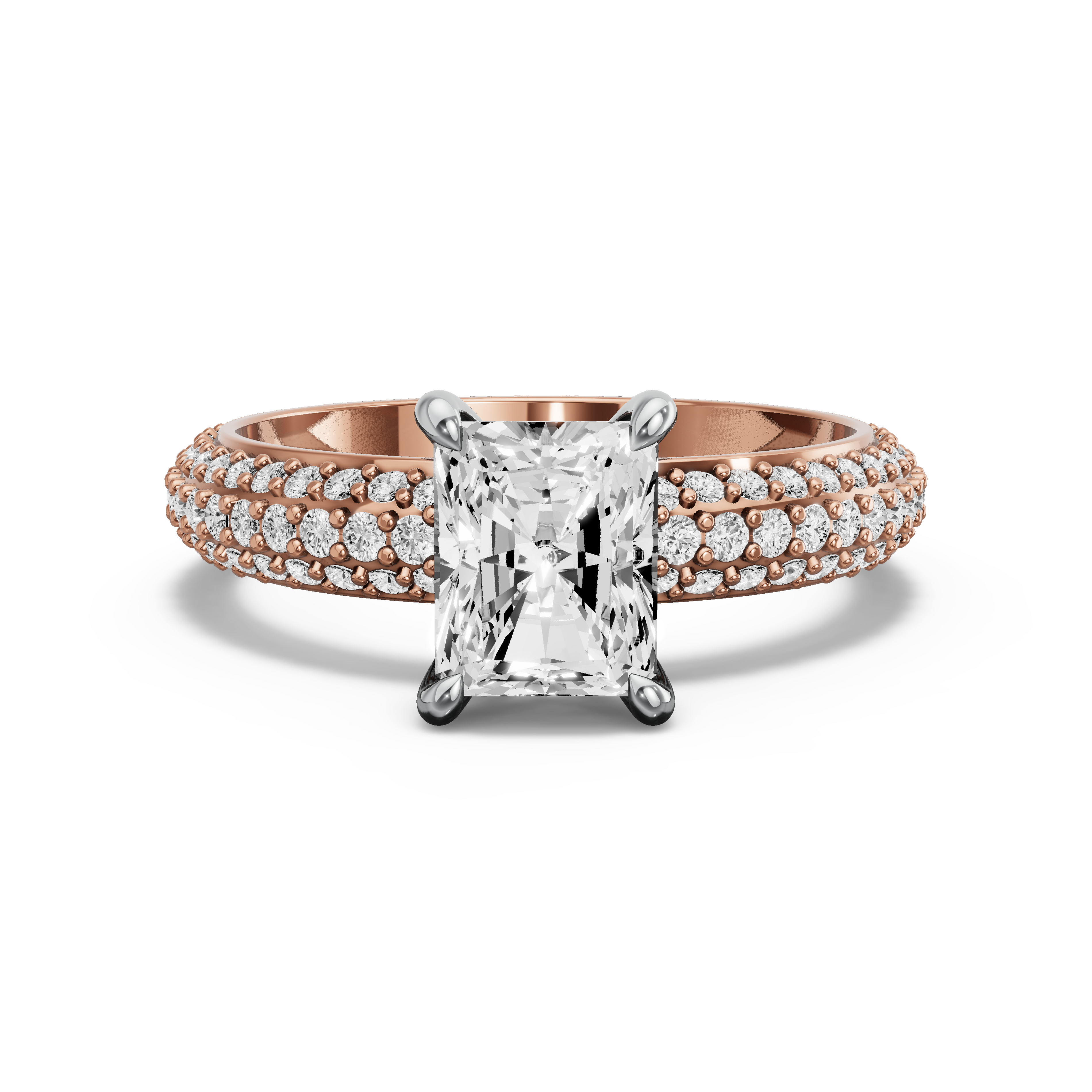 Image for Radiant Hidden Halo Ring with Triple Row Pave band