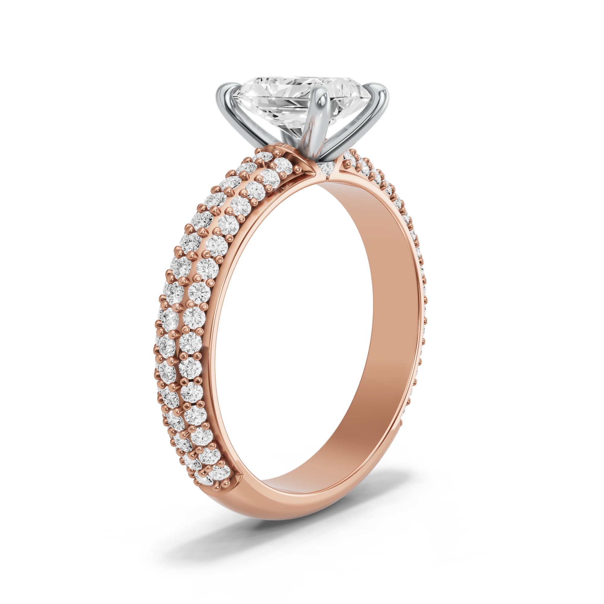 Image for Radiant Hidden Halo Ring with Triple Row Pave band