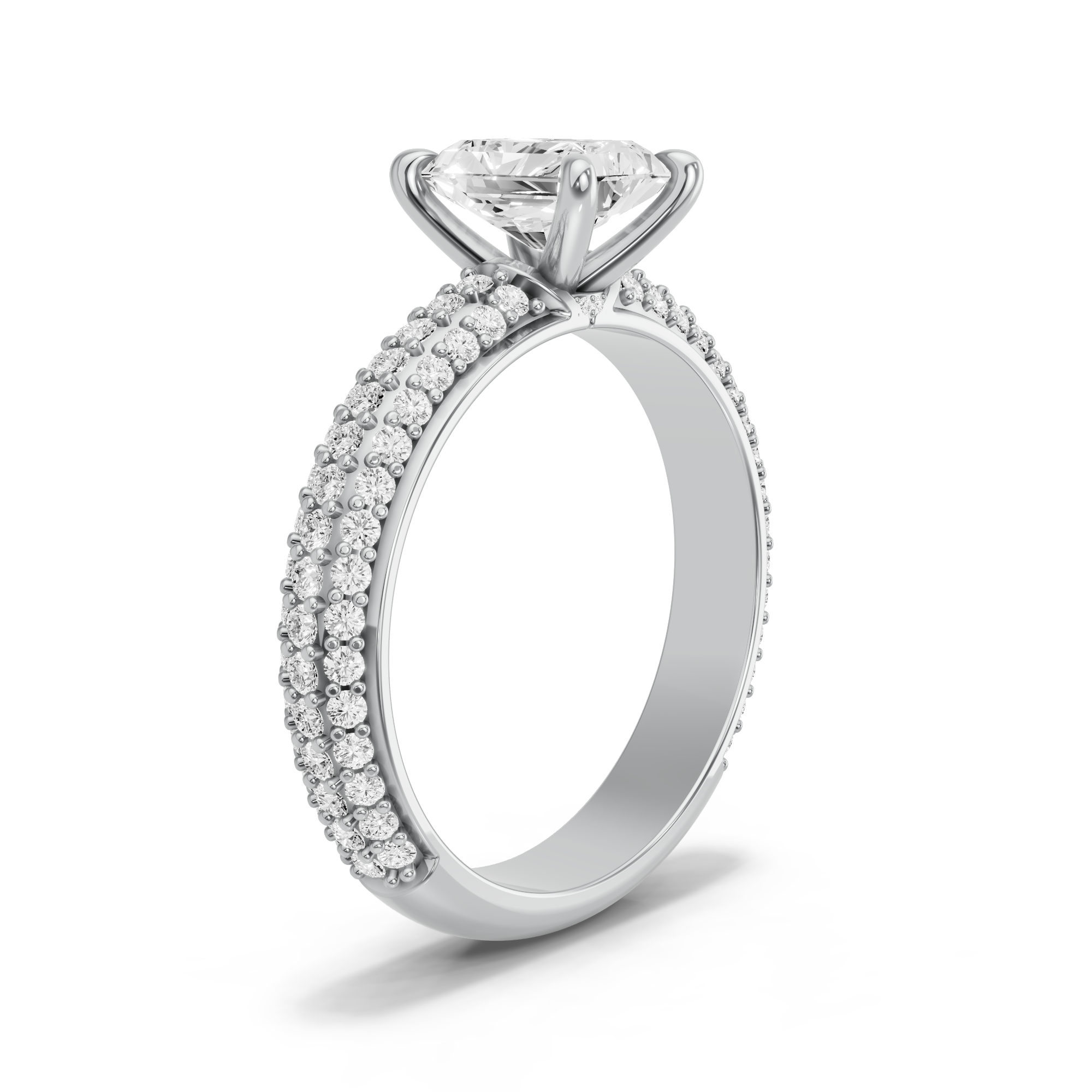 Image for Radiant Hidden Halo Ring with Split Ring Solitaire band in 950 Platinum