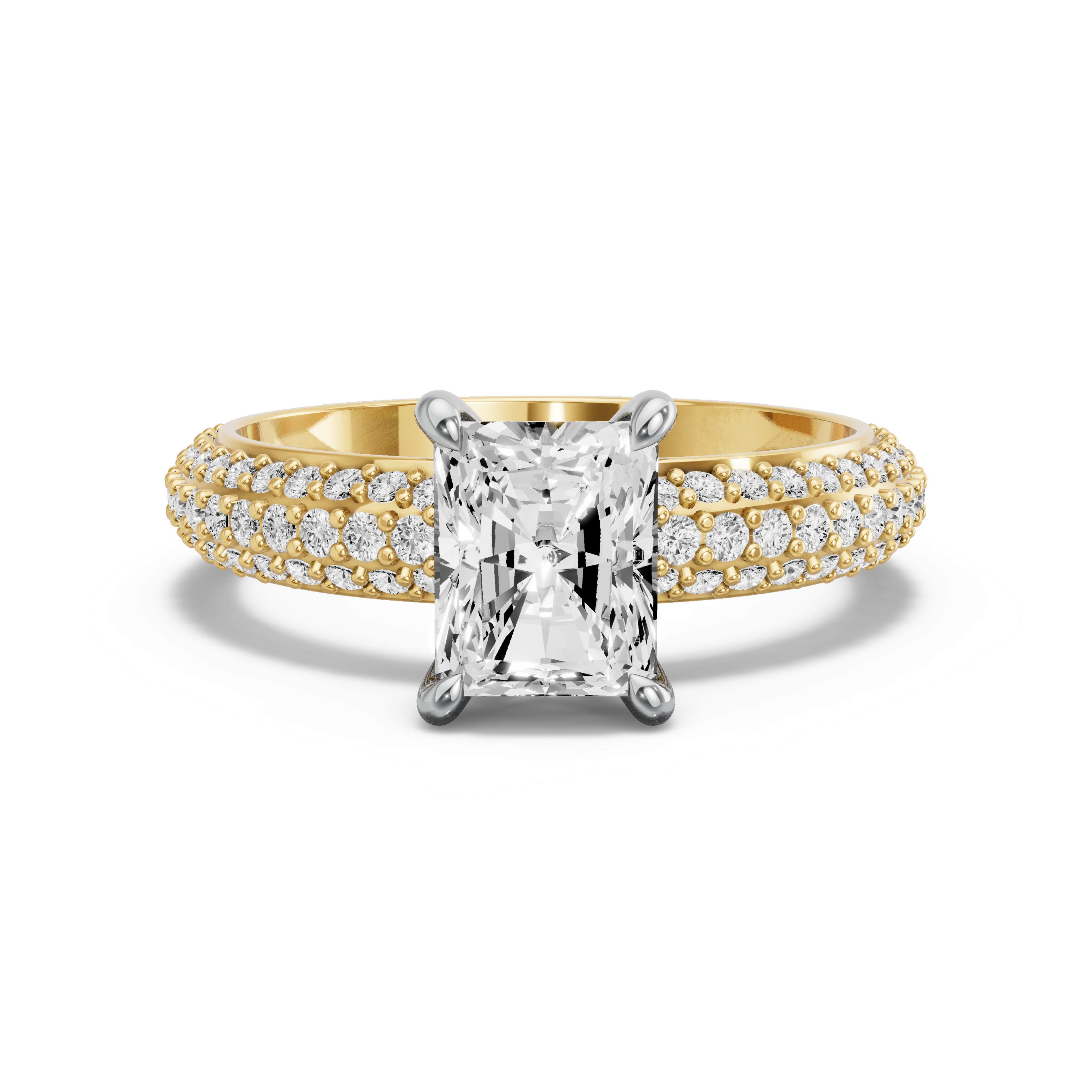 Image for Radiant Hidden Halo Ring with Triple Row Pave band