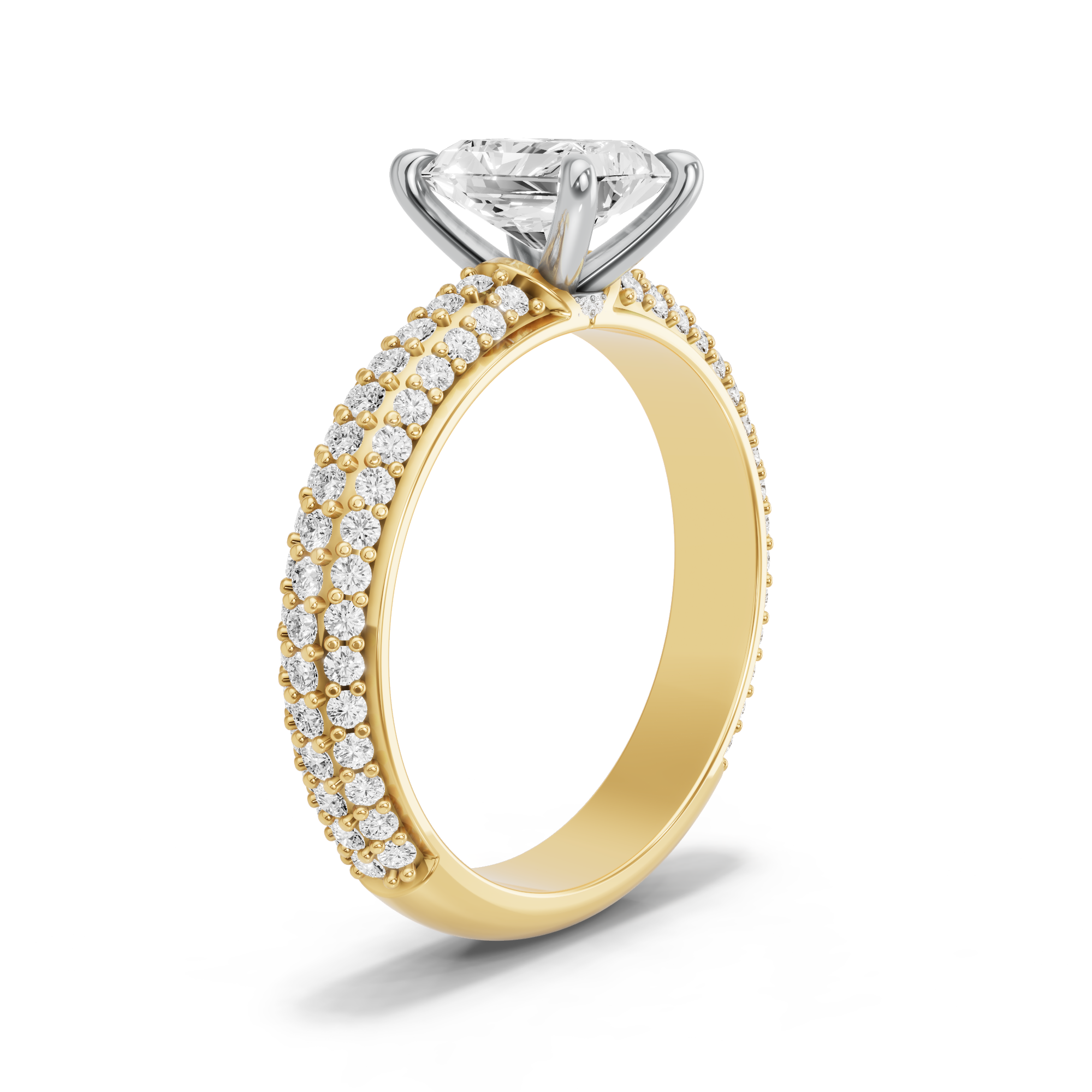 Image for Radiant Hidden Halo Ring with Triple Row Pave band