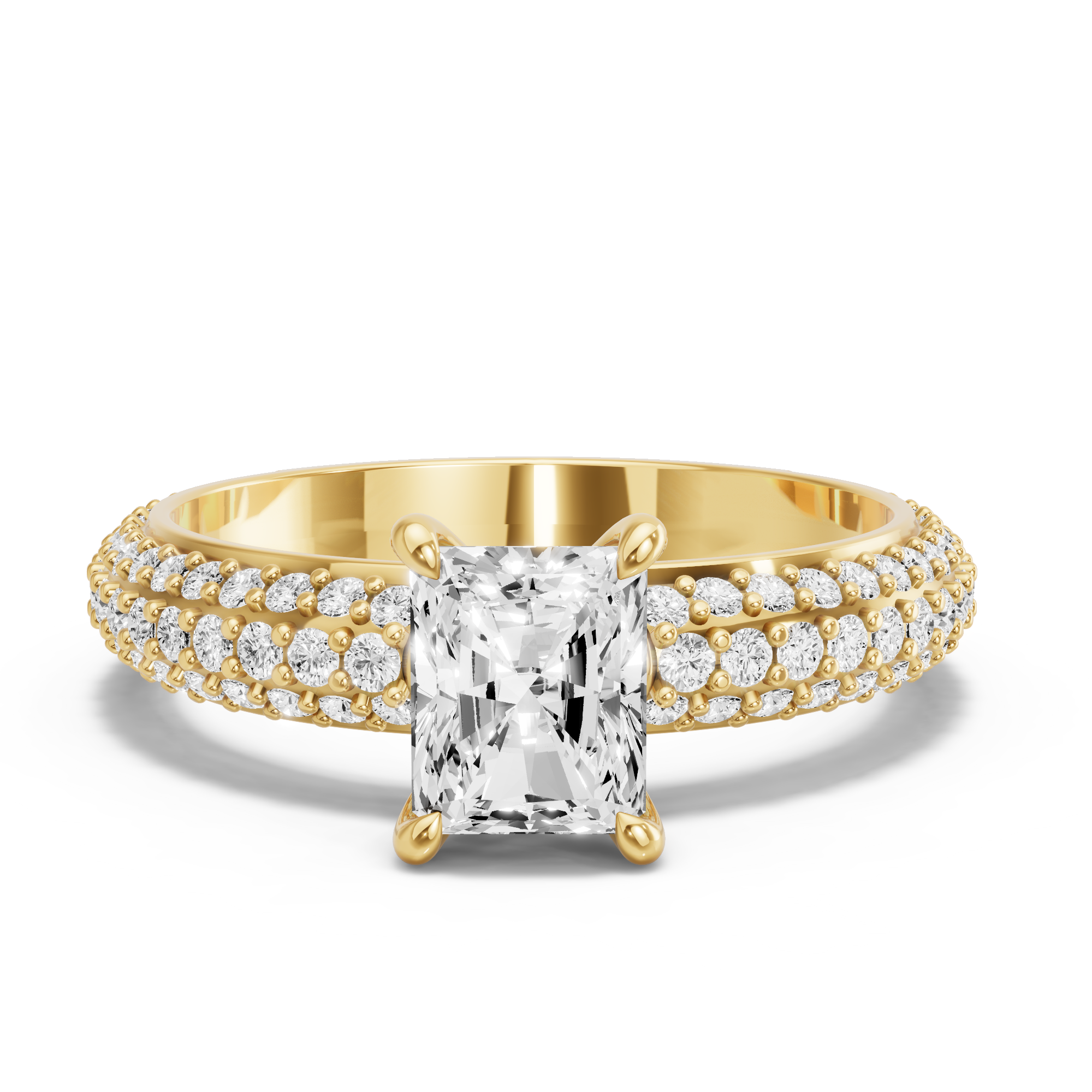 Image for Radiant Hidden Halo Ring with Triple Row Pave band