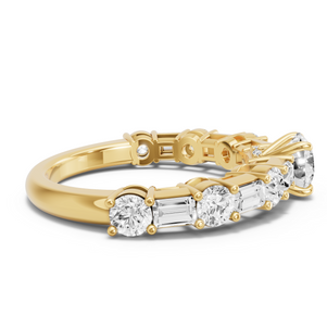 Image for Round Hidden Halo Ring with Alternating Baguette band