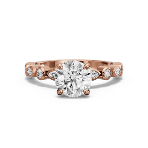 Image for Round Hidden Halo Ring with Alternating Marquise band