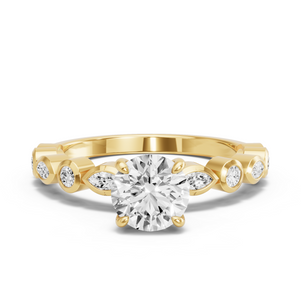 Image for Round Hidden Halo Ring with Alternating Marquise band