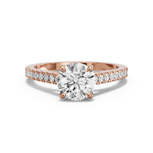 Image for Round Hidden Halo Ring with Cathedral Pave band