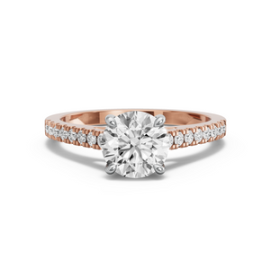 Image for Round Hidden Halo Ring with Cathedral Pave band